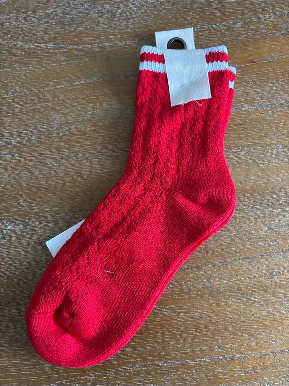 NWT Free People Pointelle Trouser Socks in Red